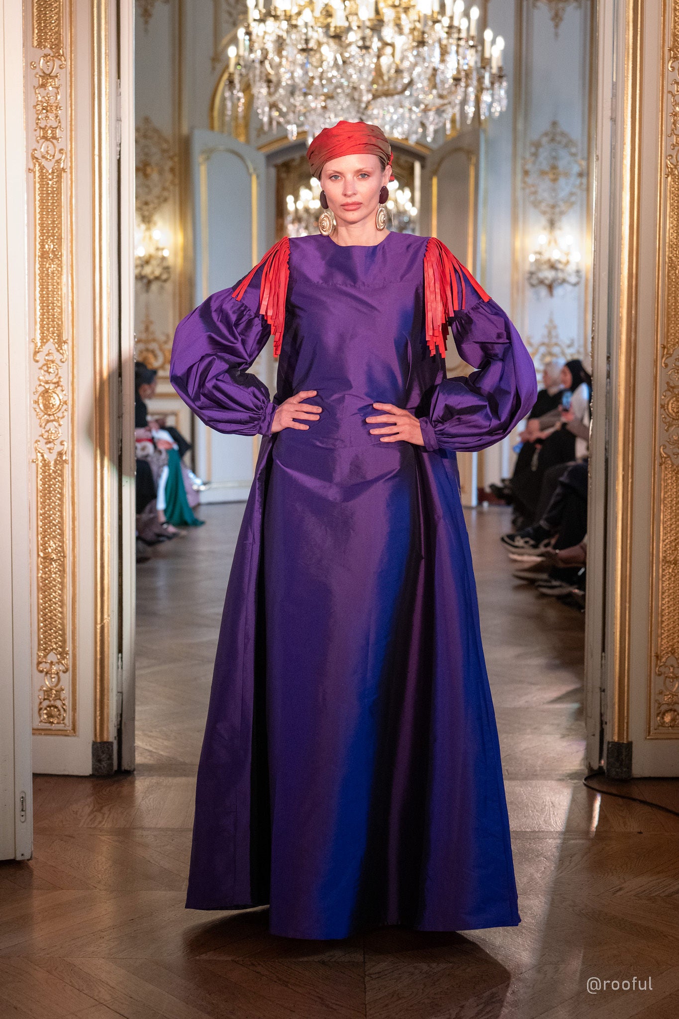 Raw Silk and Leather detailing Gown