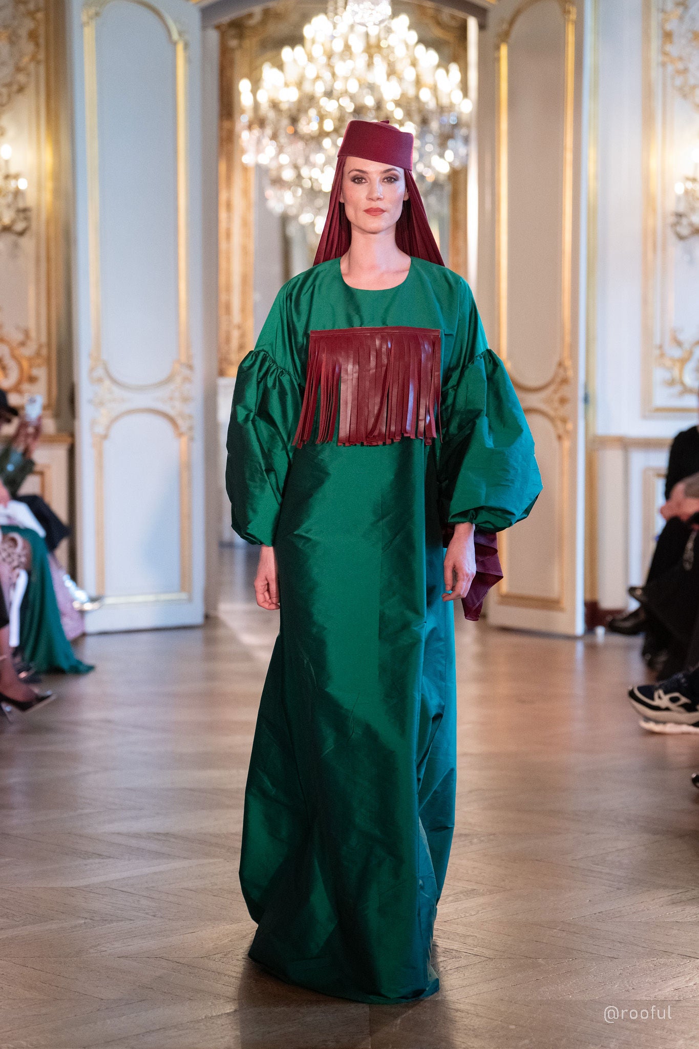 Raw Silk and Leather detailing Gown