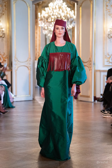 Raw Silk and Leather detailing Gown